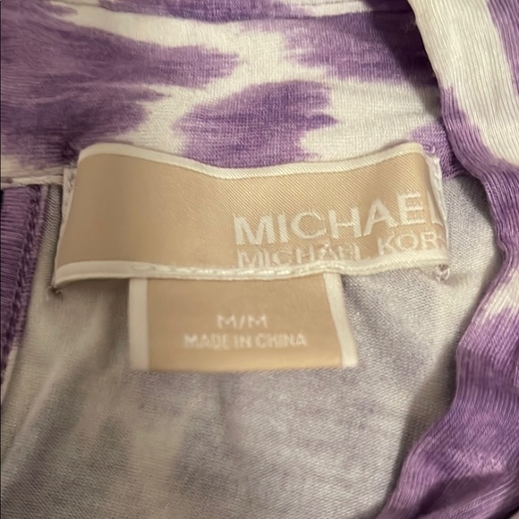 Michael Kors White and Purple Halter Tie Front Tank Top - Picture 2 of 3